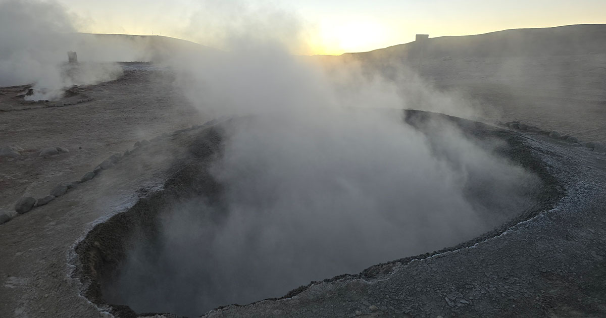 A bubbling mud pool at the Sol de Mañana Geysers.