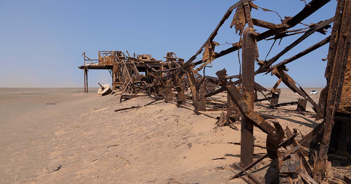 Abandoned Oil Rig in Skeleton Coast National Park